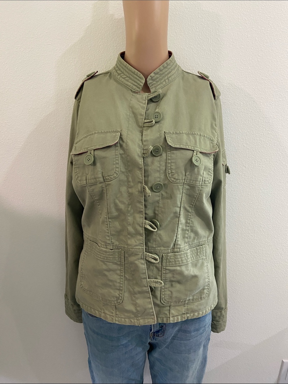 Old Navy Light Olive Utility Jacket with Epaulettes